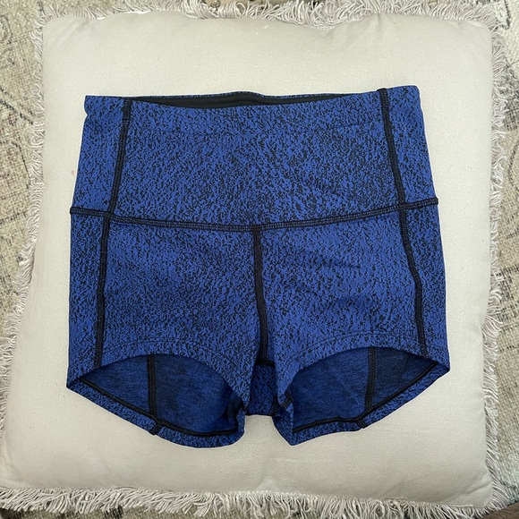 Lululemon Race Pace Tight Short Spray Jacquard Sapphire Blue Black sz. 4 - Picture 5 of 5